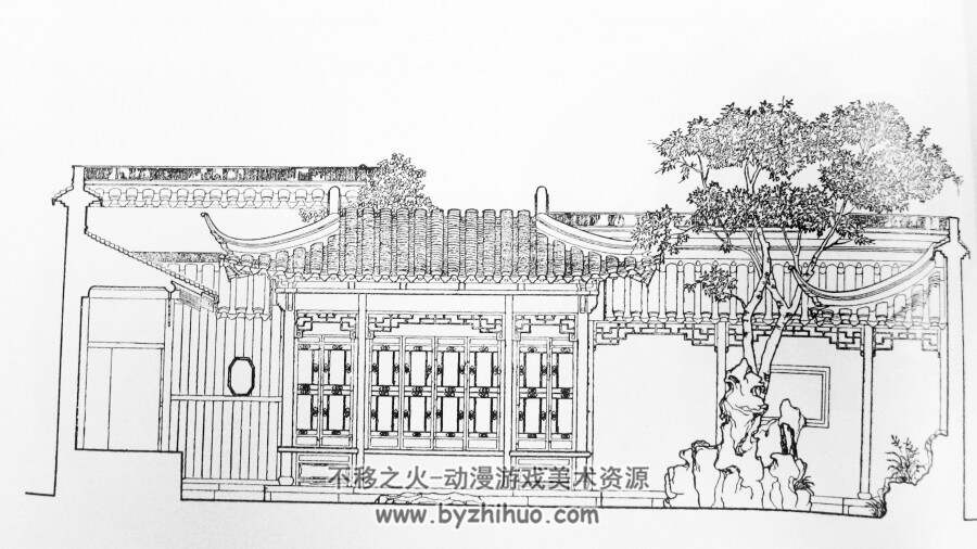 中国古建筑线稿图 美术资源百度网盘下载分享 116P