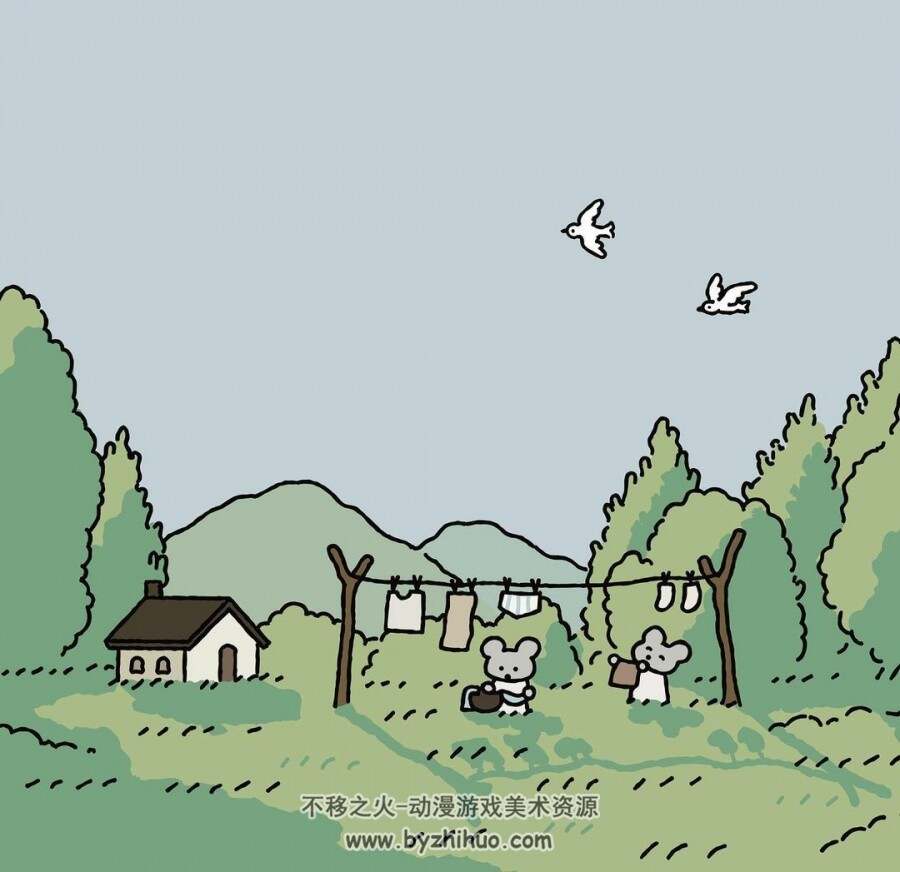 韩国插画师aube.blue 卡通超可爱治愈系小清新 百度网盘下载