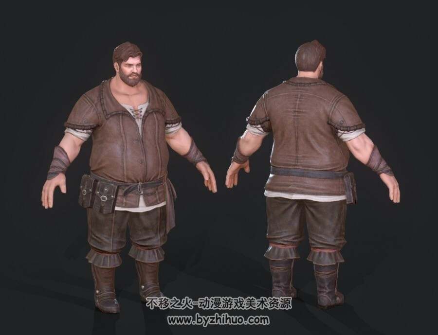 Human_Fatman2 农民 农夫 胖子平民 3D角色模型 百度网盘下载