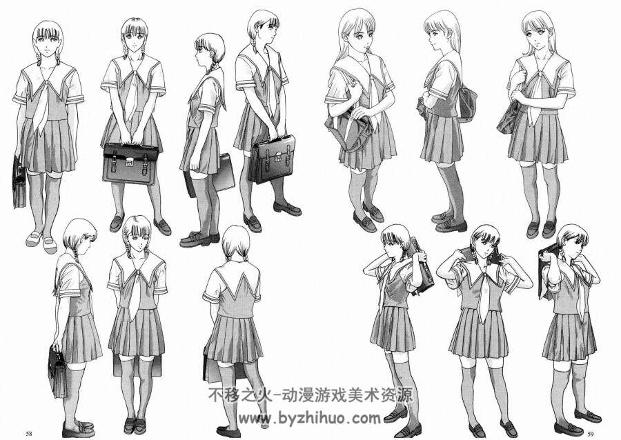 卡通漫画绘画技法 衣服的画法 学校制服少女篇 百度网盘下载