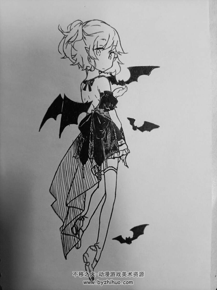 练笔钢笔画小吸血鬼