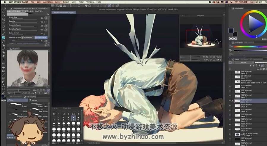 画师inozuart 「害」速涂白衬衫的少年视频过程 Speedpaint 绘画过程 百度云