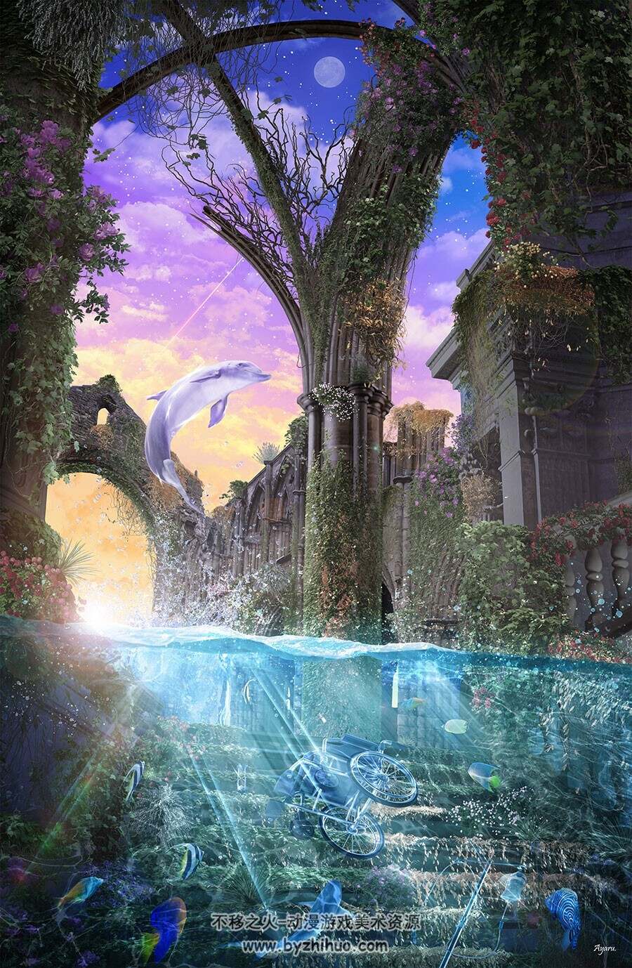 片翼のバレリーナ|Ayaru Pixiv风景插画图片 百度网盘下载 41P