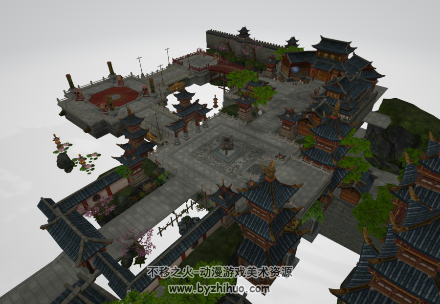 中国风古代城镇 主城 城堡 3D模型 百度网盘下载