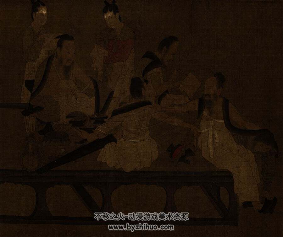 五代 北齐 杨子华 校书图 全卷29.3x122.7cm 百度网盘下载