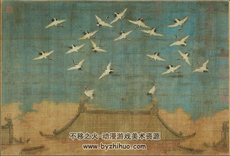 宋韵美学巅峰 赵佶 瑞鹤图 全卷 绢本51X138cm TIF格式 993M
