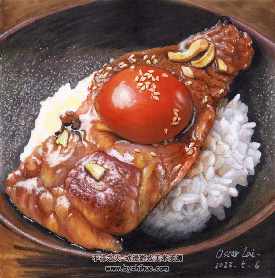 丼飯-可口的油光質感~(麥克筆)
