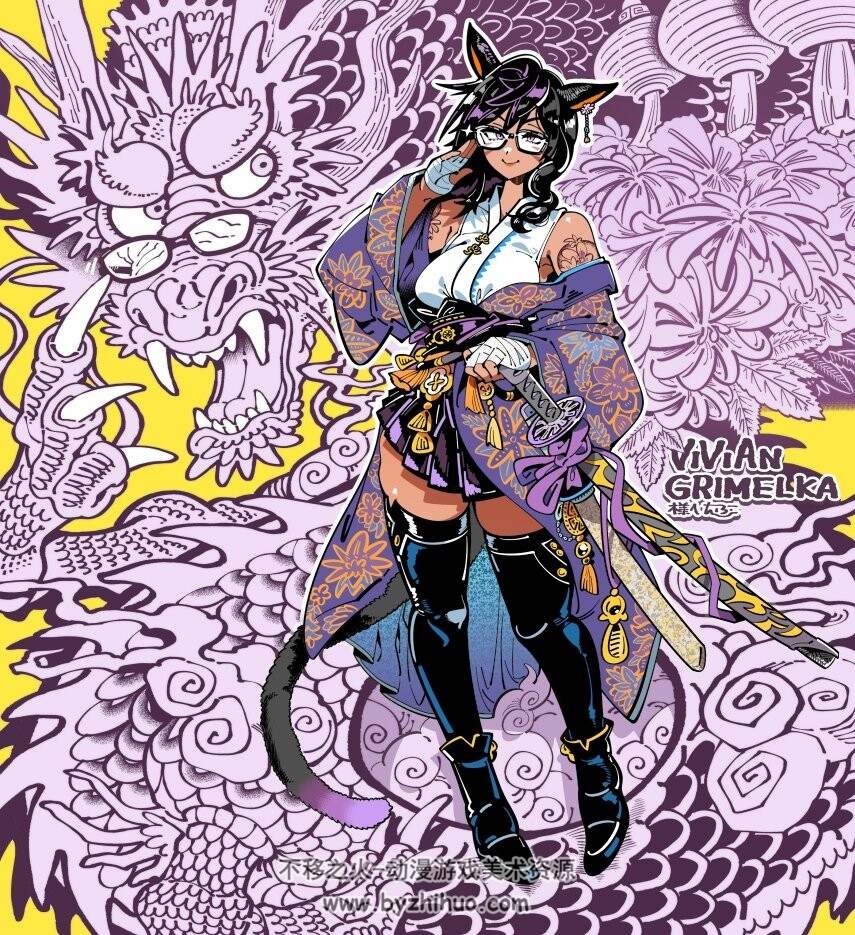 风格插画Kafun cg插画图包合集 百度网盘下载 143P