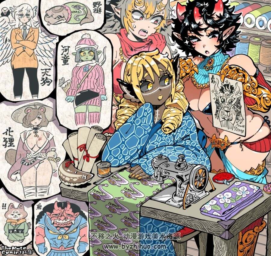 风格插画Kafun cg插画图包合集 百度网盘下载 143P