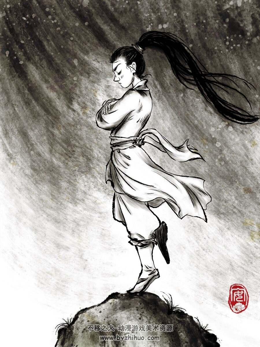 水墨风人插画