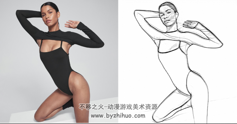 欧美瑜伽模特 人体美术速写素材 百度网盘下载 323P