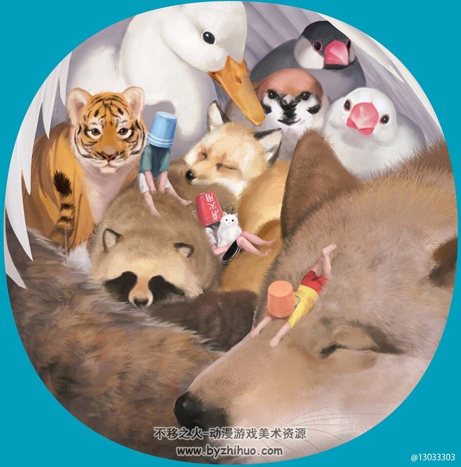 日本巨型动物插画师 M-kubo 插画作品 百度网盘下载