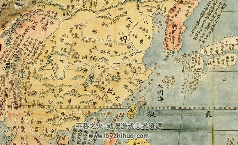 明代世界地图坤舆万国全图11726*5266像素百度网盘下载- 不移之火资源网