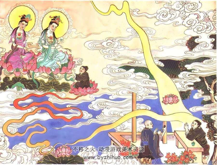 中国传统佛教经典故事经变传说 佛说观无量寿佛经壁画彩绘 百度网盘下载