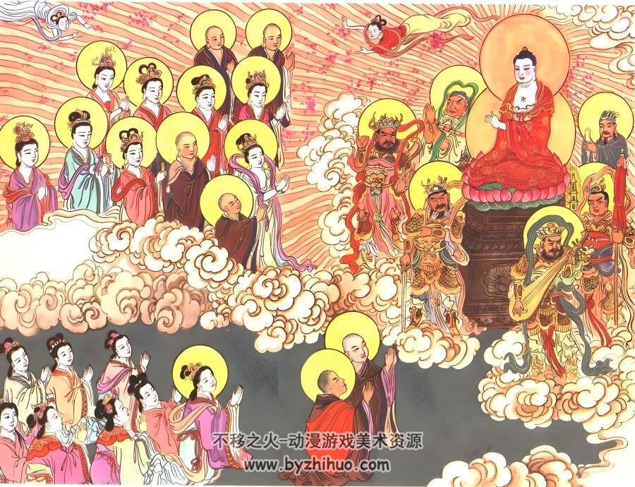 中国传统佛教经典故事经变传说 佛说观无量寿佛经壁画彩绘 百度网盘下载