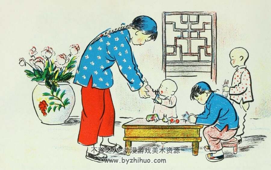 中式传统古典趣味绘图插画 故事绘话中国 英文版 1946年 百度网盘下载