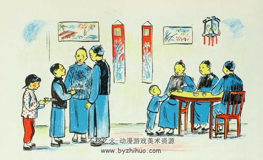 中式传统古典趣味绘图插画 故事绘话中国 英文版 1946年 百度网盘下载