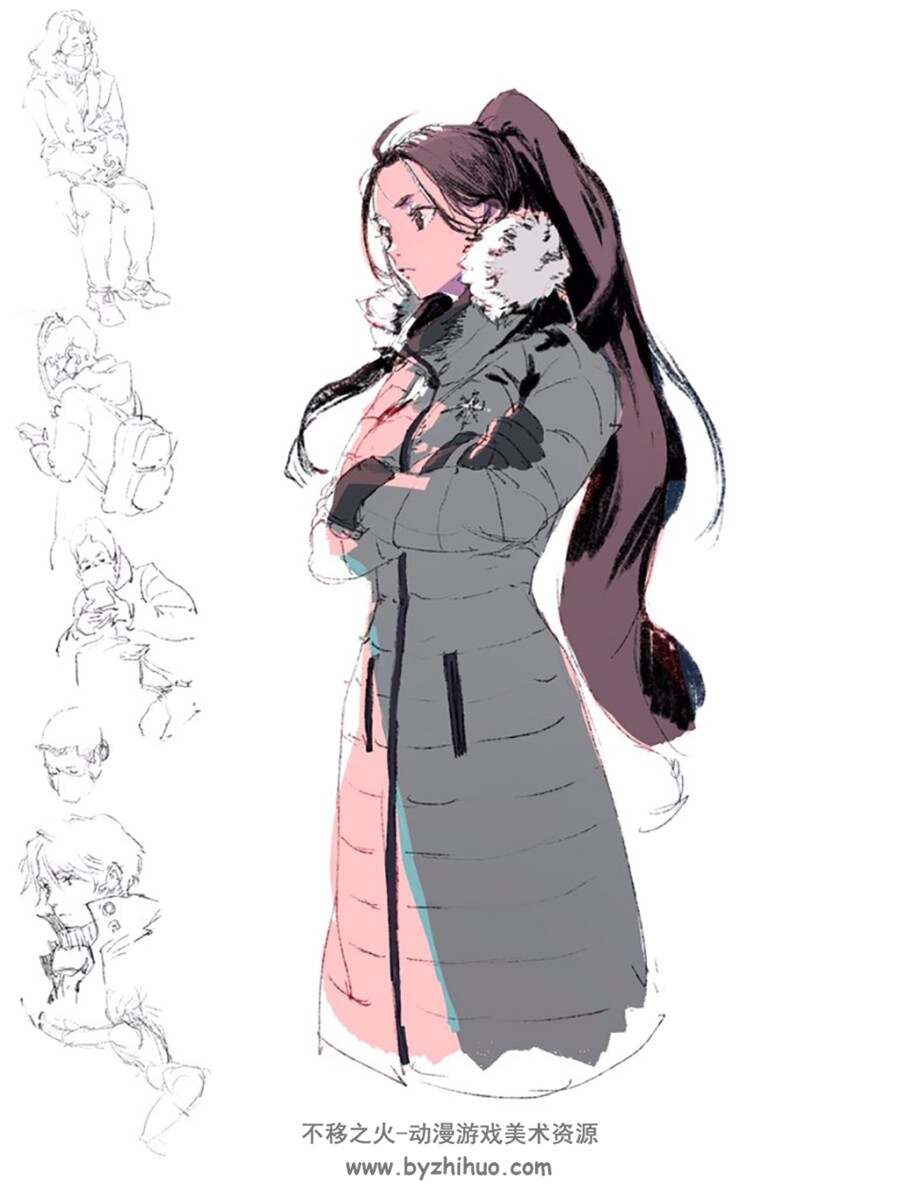 olys011韩国画师 人体动态 线稿+插画+5个绘画视频 百度网盘下载