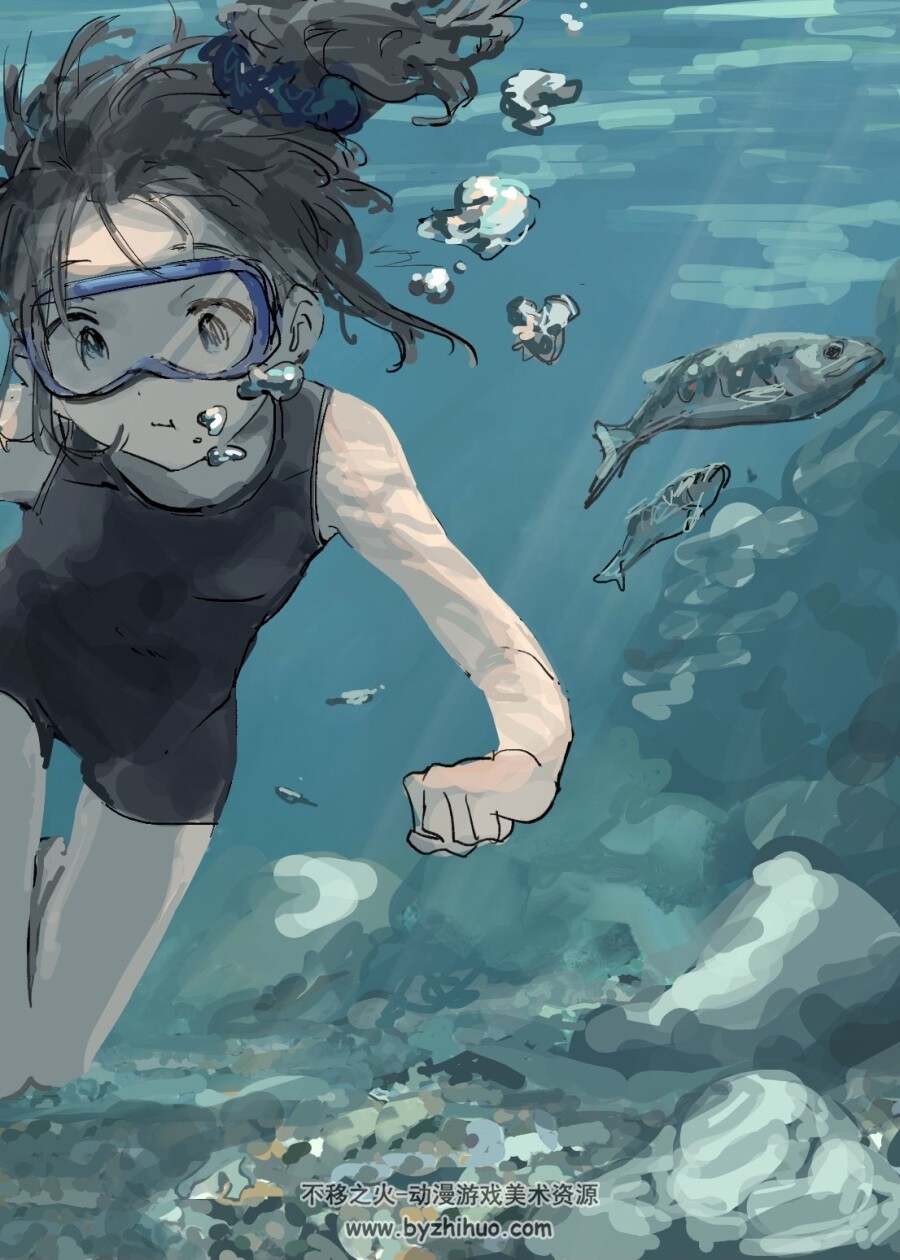 画师syusi 日系少女线稿插画图包 美术绘画参考素材 百度网盘下载