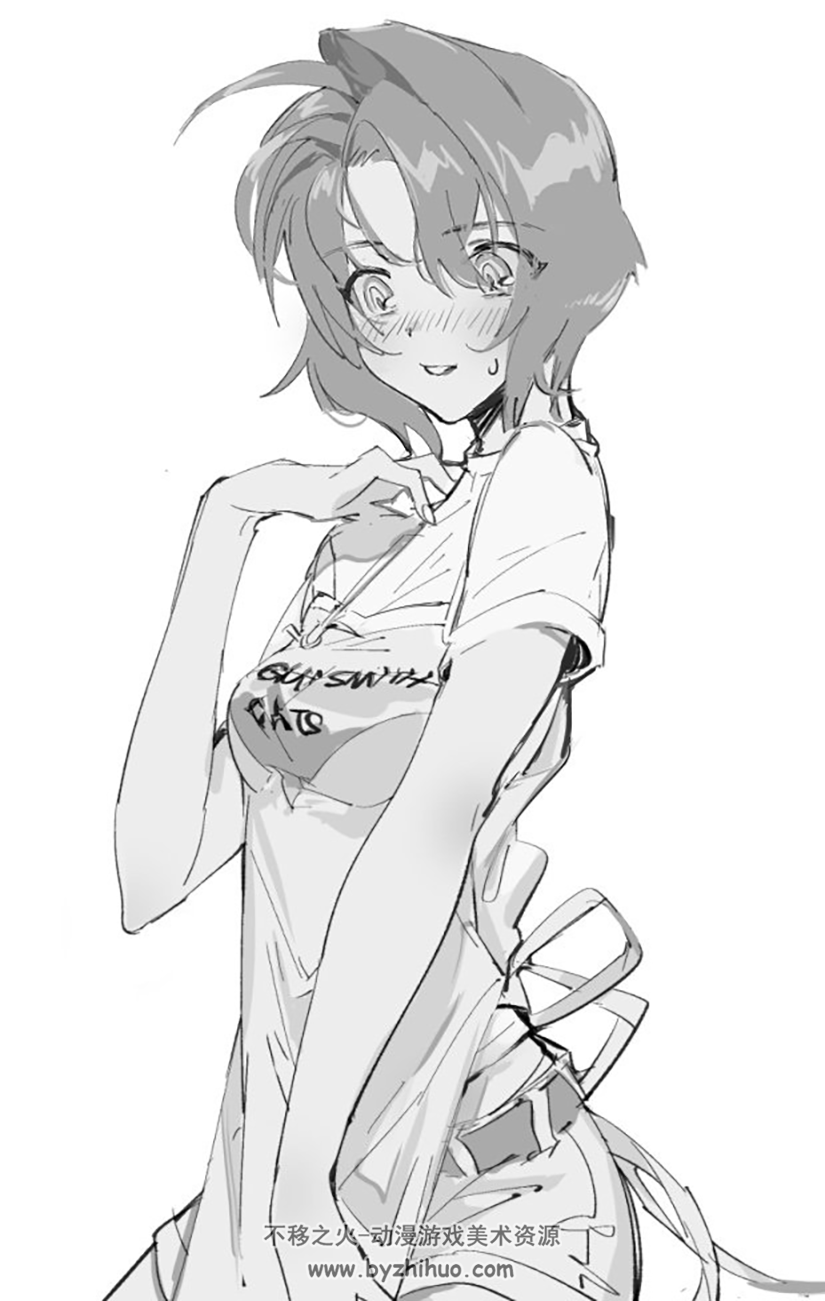 画师syusi 日系少女线稿插画图包 美术绘画参考素材 百度网盘下载