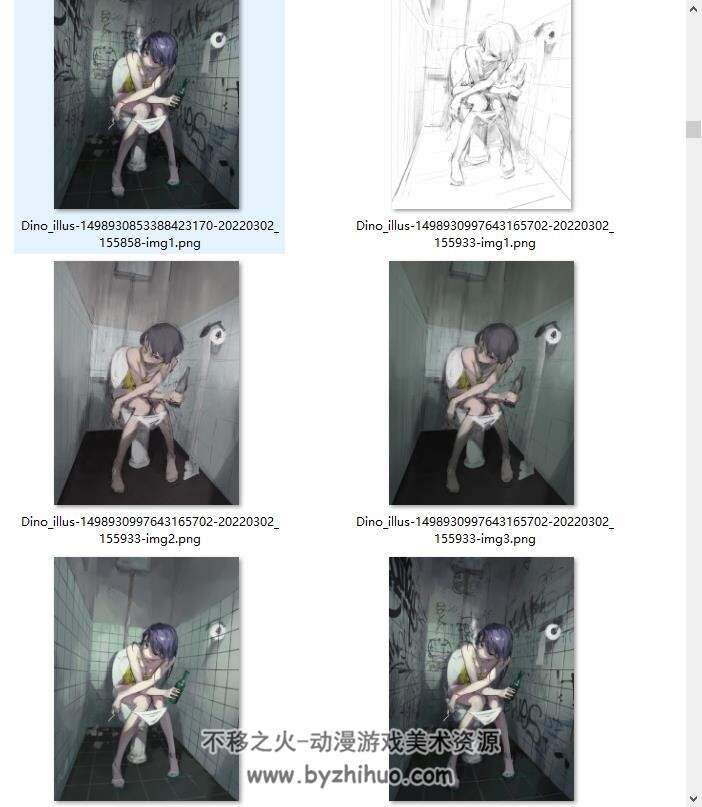 画师Dino 日系人物 光影插画 步骤线稿图+插画+视频 更新至2024.8 百度云下载