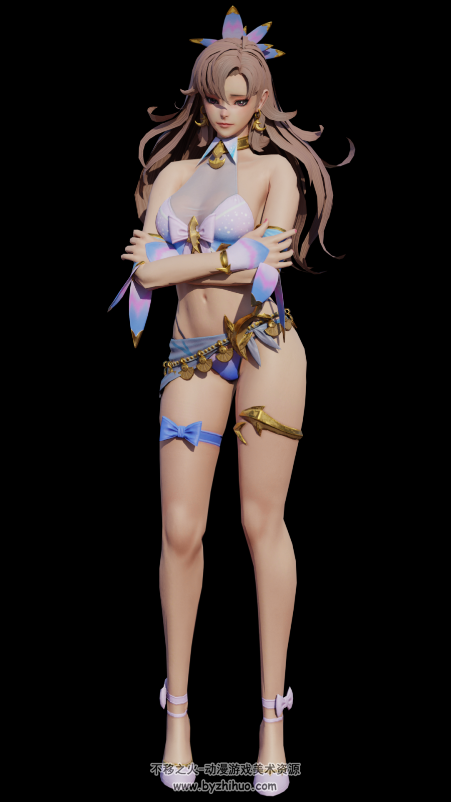 4个mmd美女2D模型低模q版 百度网盘下载