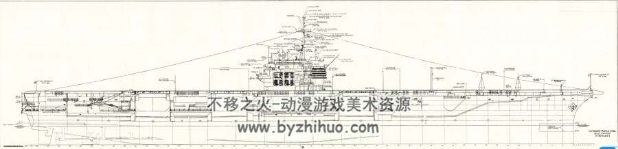 USA航母结构图 手绘线稿素材参考 可打印 百度网盘下载