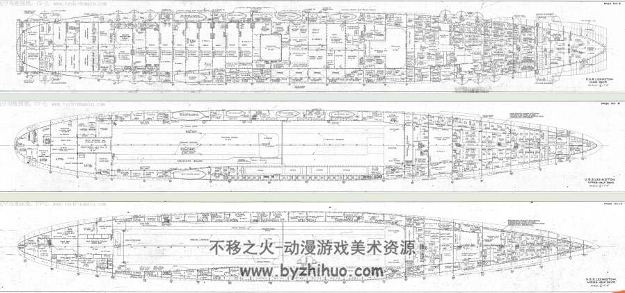 USA航母结构图 手绘线稿素材参考 可打印 百度网盘下载