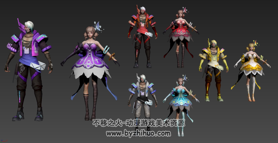 魔幻游戏男女装备 obj模型素材包 百度网盘下载