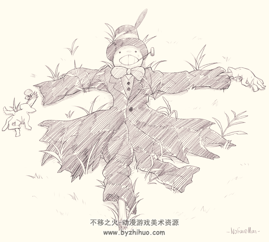 哈尔的移动城堡同人插画-稻草人菜头