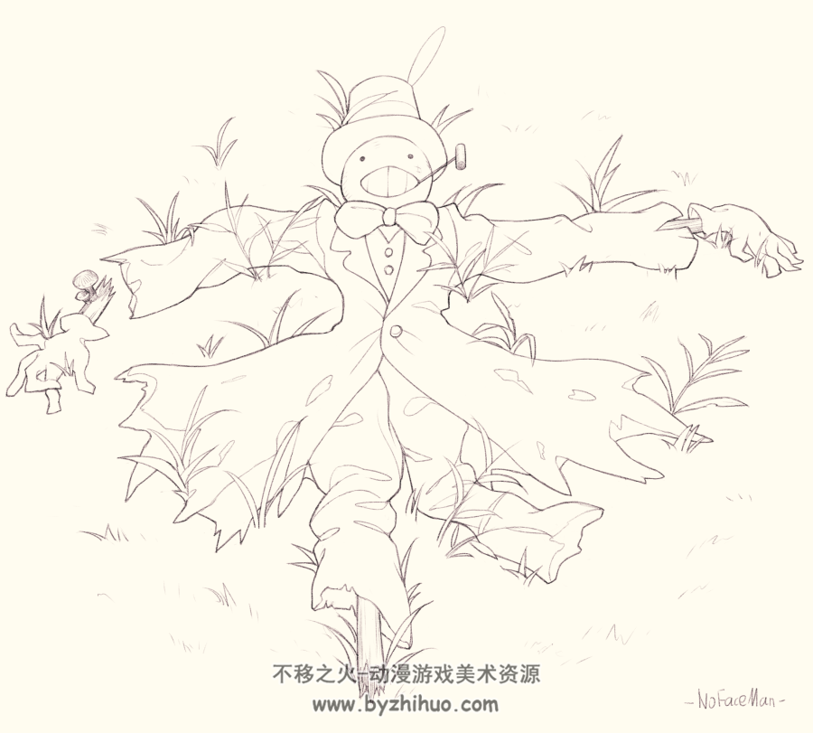 哈尔的移动城堡同人插画-稻草人菜头