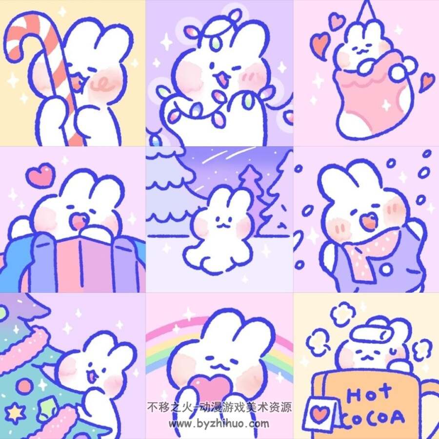 韩国画师 몽몽이 Rotary 夸张兔头像收集插画图包 百度网盘下载