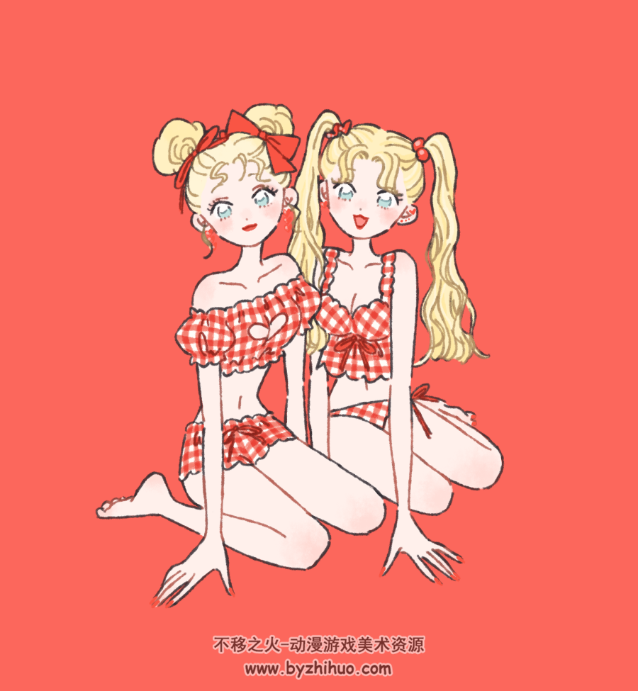 p站画师gojio少女人物穿搭插画图包 百度网盘下载