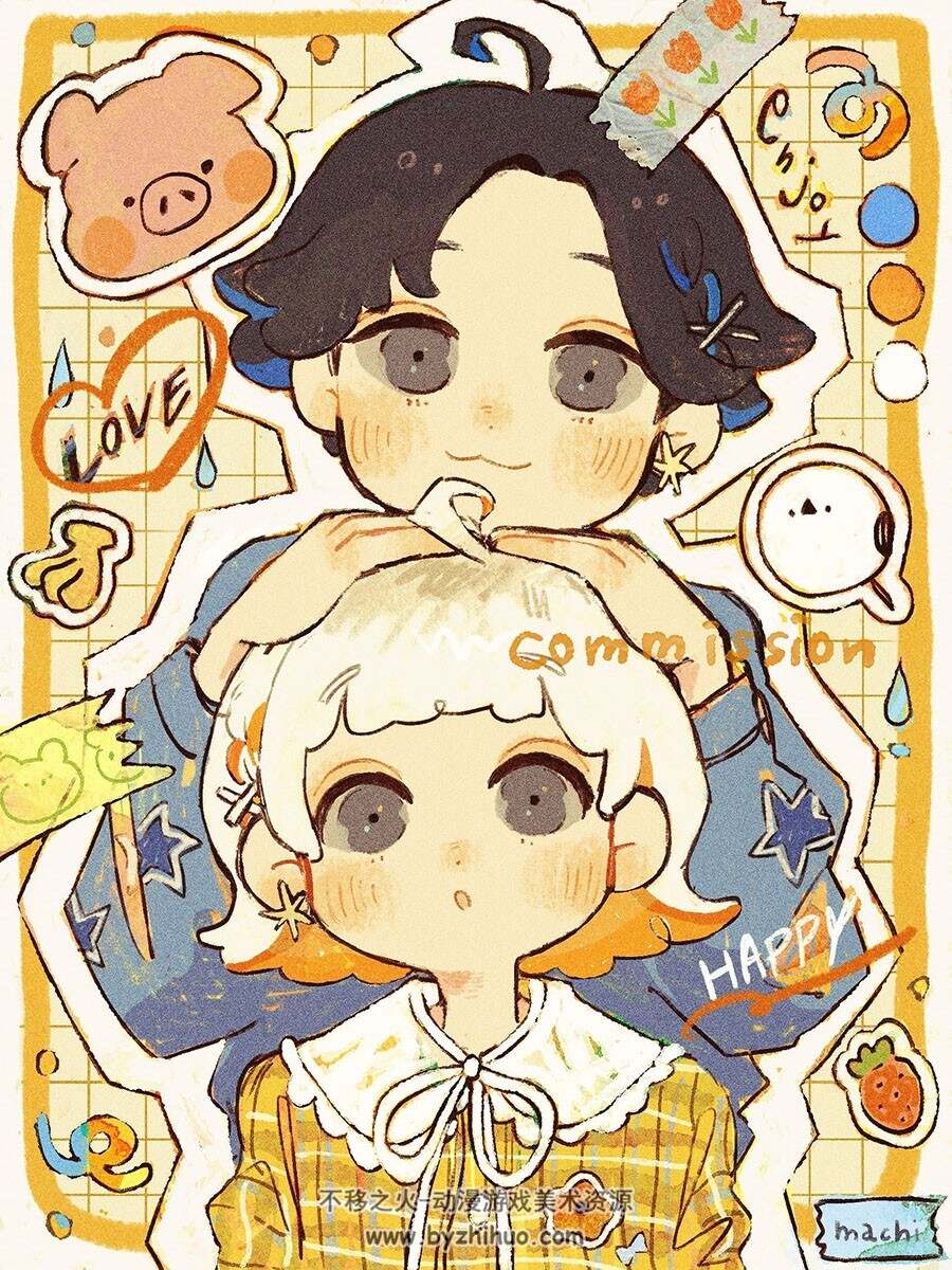 画师machi（mmmmm_088）二次元插画图包 百度网盘下载