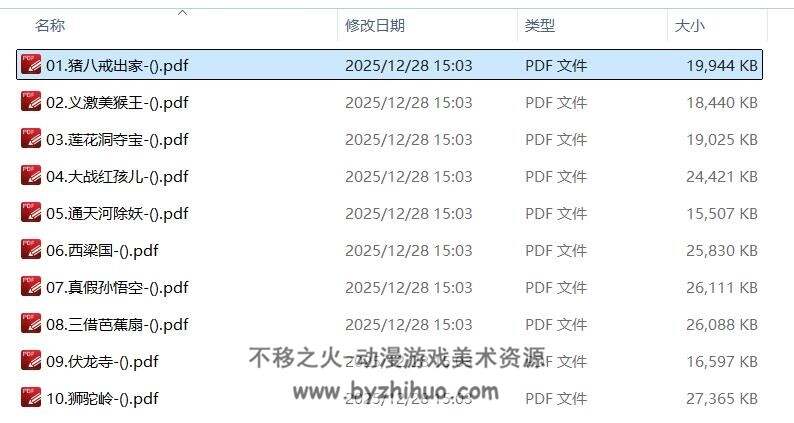 西游记故事 天津人民美术  全10册 PDF格式连环画 百度网盘下载