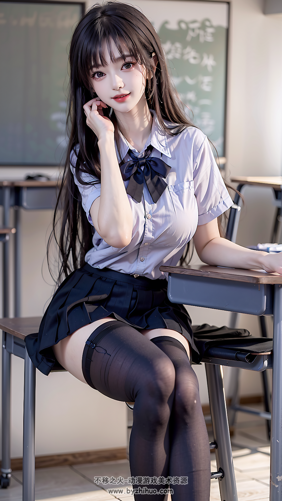 紫衣JK人物 AI美术作品图包 百度网盘下载