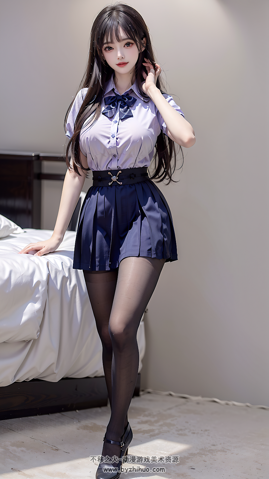 紫衣JK人物 AI美术作品图包 百度网盘下载