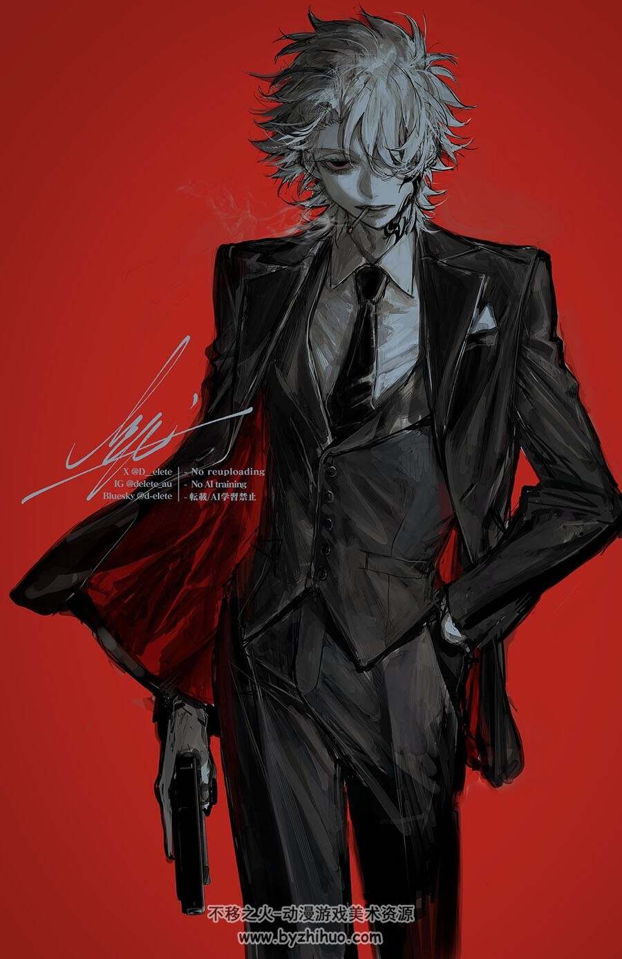画师AU D__elete 韩系美型人物插画作品图包 百度网盘下载