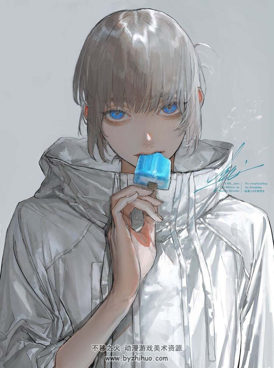 画师AU D__elete 韩系美型人物插画作品图包 百度网盘下载