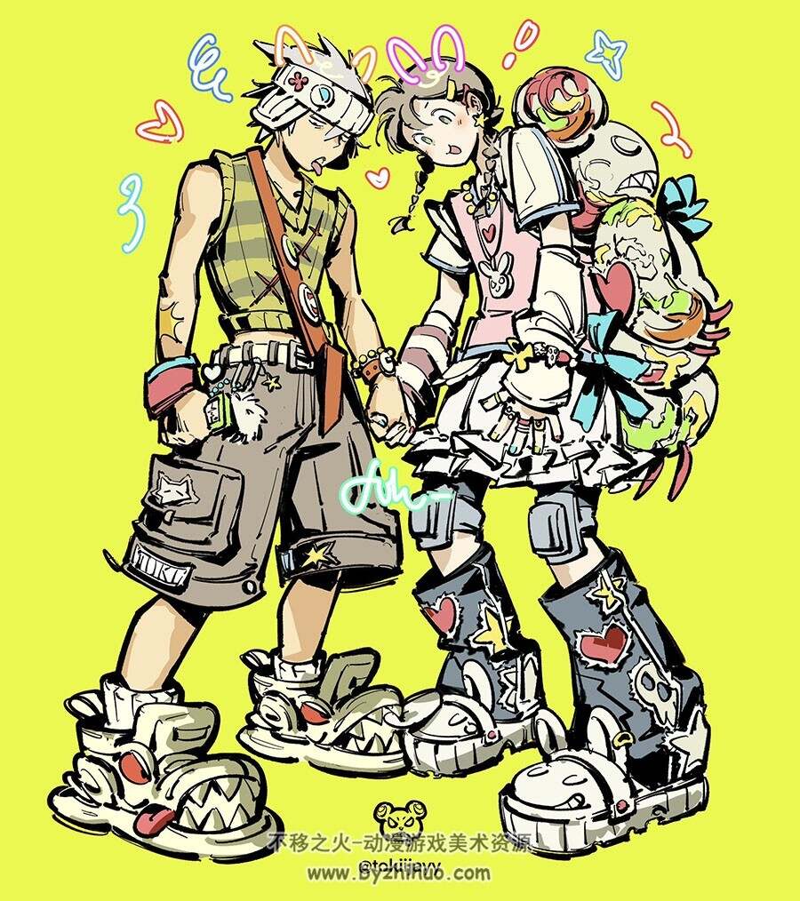 画师tokitokii 双人插画作品参考图包 百度网盘下载