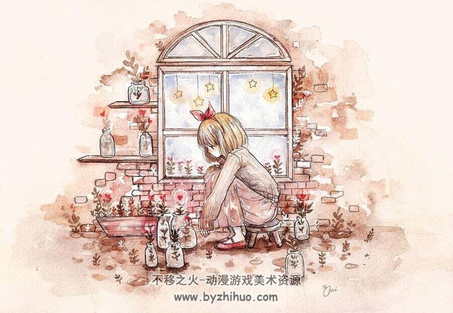 画师Cherri 水彩绘画作品图包 百度网盘下载