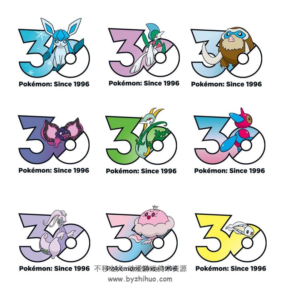 Pokemon 30th Anniversary Logo 纪念宝可梦系列LogoPNG图包 百度下载