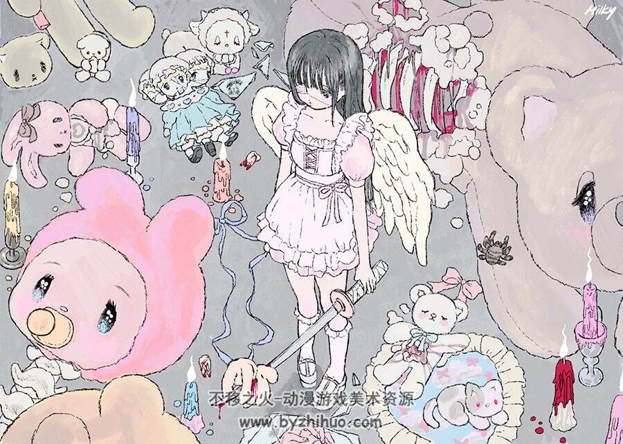 画师milkyhearts 可爱的人物插画图包 百度网盘下载
