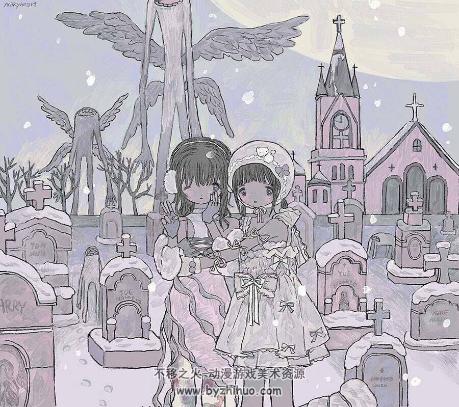 画师milkyhearts 可爱的人物插画图包 百度网盘下载