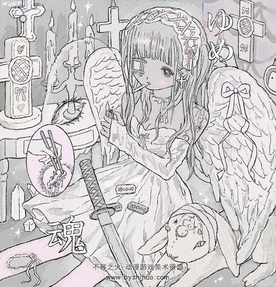 画师milkyhearts 可爱的人物插画图包 百度网盘下载