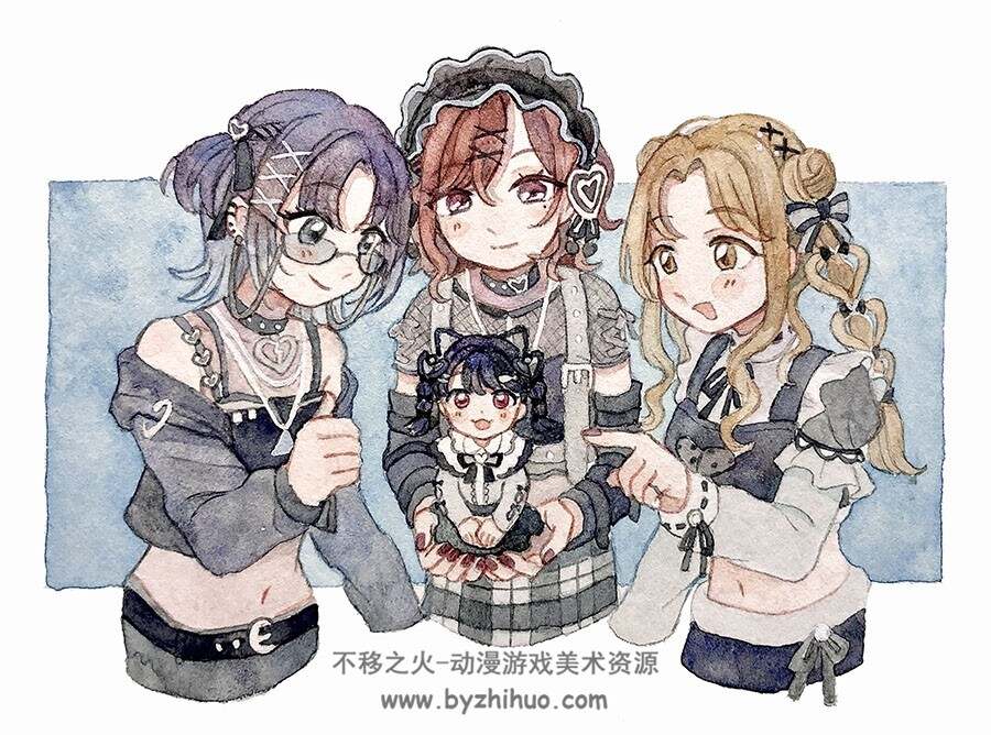 画师ししゃも 水彩系插画家美术作品图包 百度网盘下载