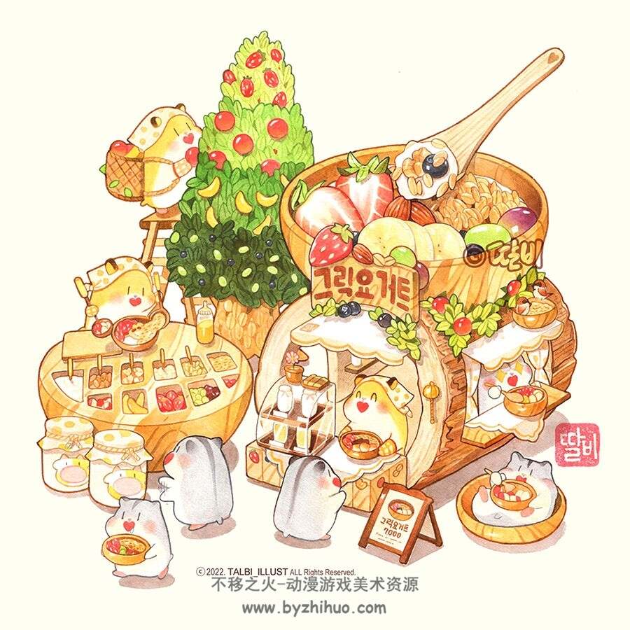 韩国画师 Talbi딸비 美食插画作品图包 百度网盘下载