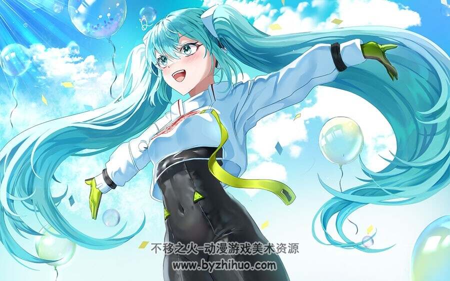 赛车初音Racing Miku VOCALOID系列角色插画图包 百度网盘下载