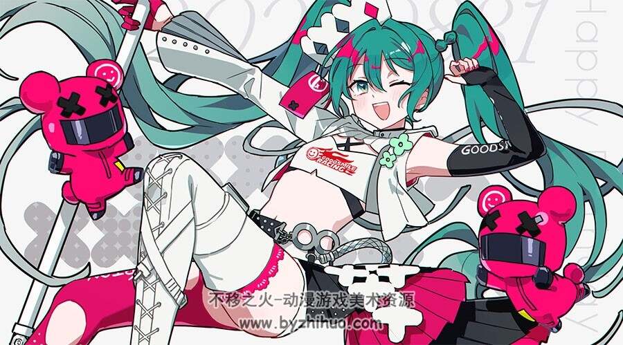 赛车初音Racing Miku VOCALOID系列角色插画图包 百度网盘下载