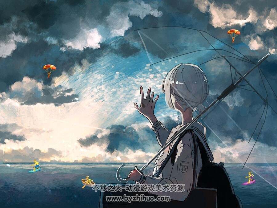 画师瀬戸崎てん 清新插画壁纸图包 百度网盘下载
